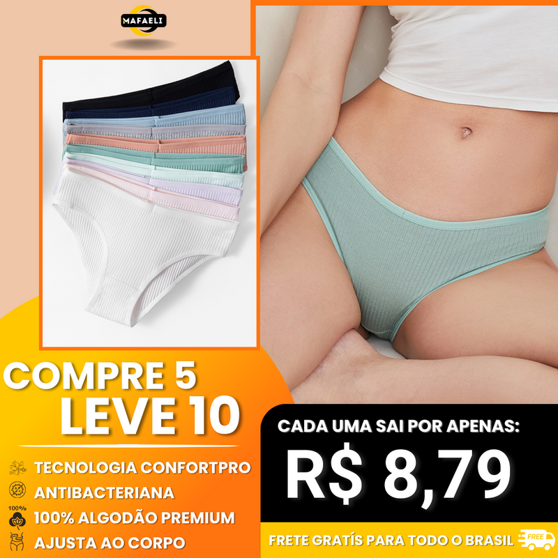 Compre 5 Leve 10 - Calcinhas Antibacterianas - 100% Algodão + BRINDE EXCLUSIVO SOMENTE HOJE